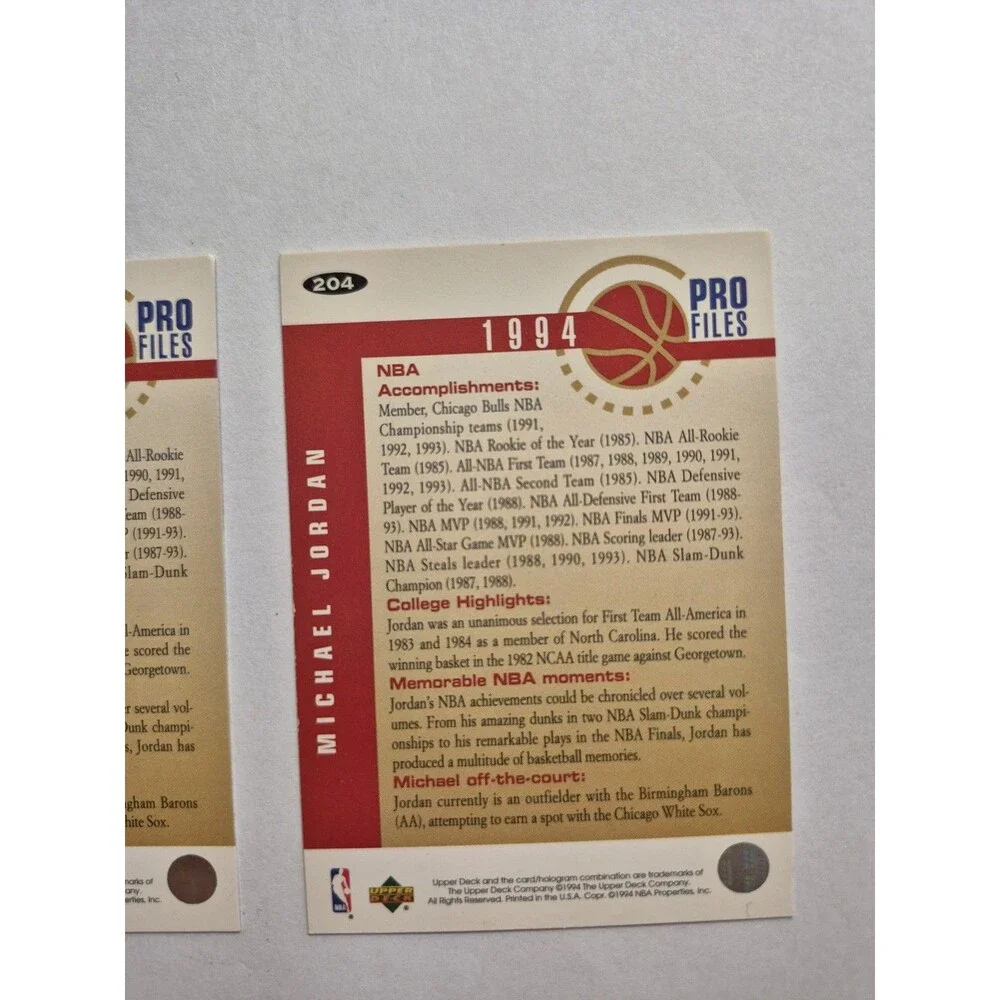Lot of 2 Michael Jordan 1994 Upper Deck Collector's Choice Pro Files Golf Cards